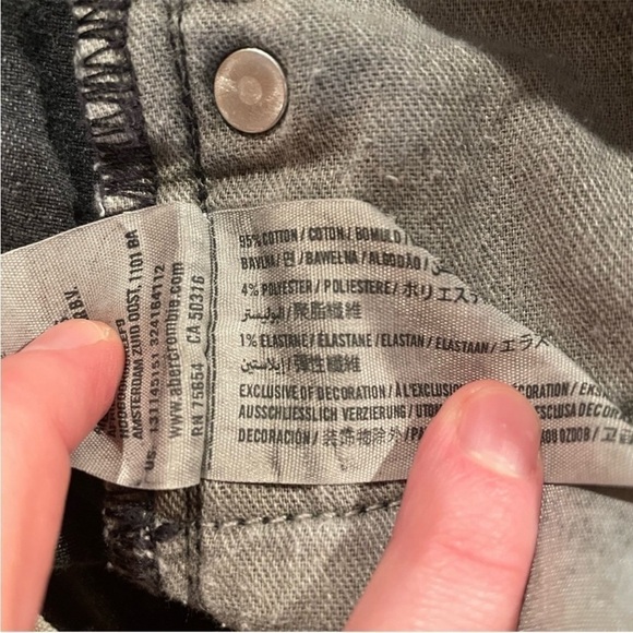 Abercrombie & Fitch Black Distressed Mid Rise Stretchy Skinny Jeans 28 - Picture 7 of 10